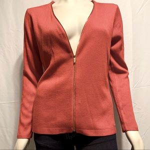 Calvin Klein Ribbed Zip Front Cardigan Sweater